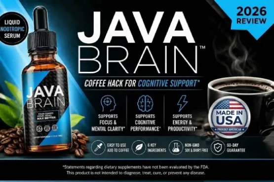 Java Brain bottle displayed beside a cup of morning coffee
