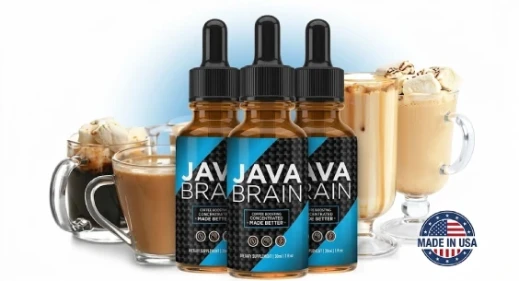 Liquid supplement bottle displayed beside a coffee mug
